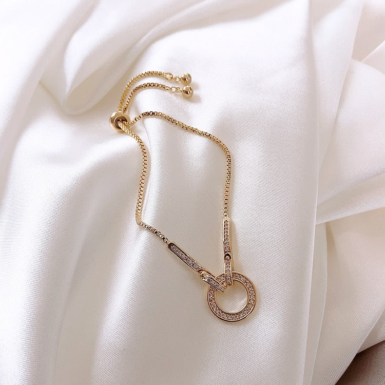 Geometric Zircon Adjustable Bracelet | Women Chain Bracelet