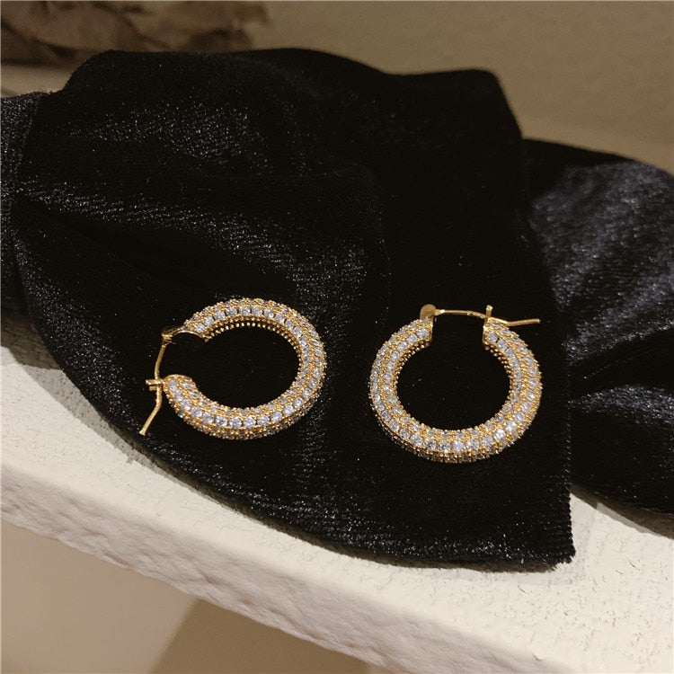 Zircon Small Hoop Geometric Earrings | Women Earrings | Women Jewelry