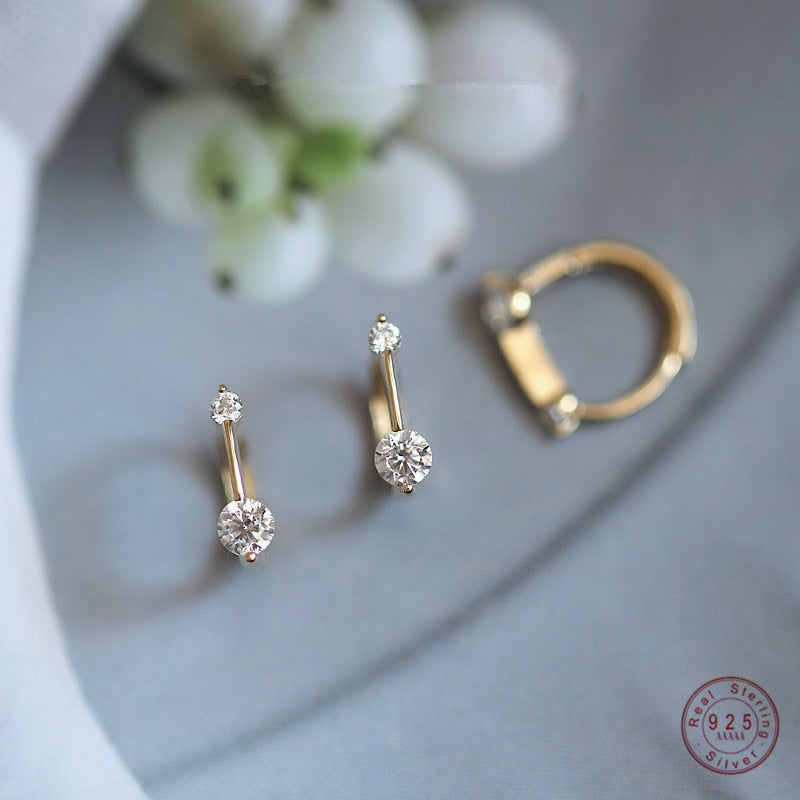 Plating Crystal U-shaped  Earrings - Gold 14K/Silver 925 | Women Earrings
