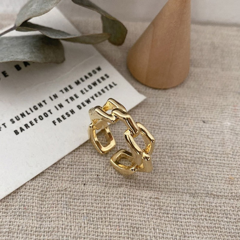 925 Sterling Silver Geometric Chain Ring | Women Jewelry | Women Ring