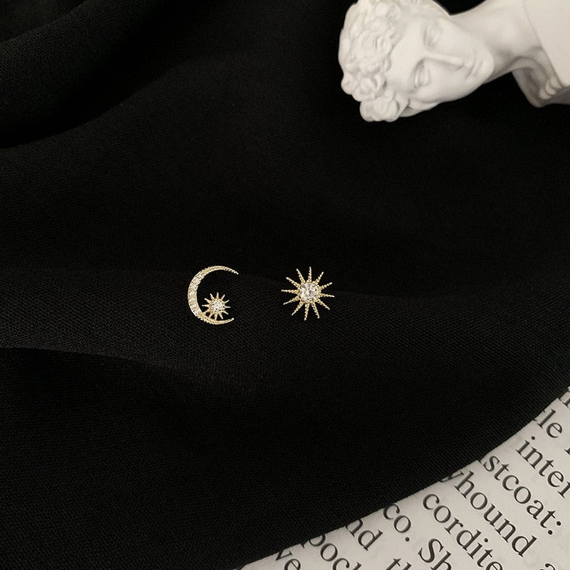 Sun Moon Earrings | Gold 14K or Silver 925