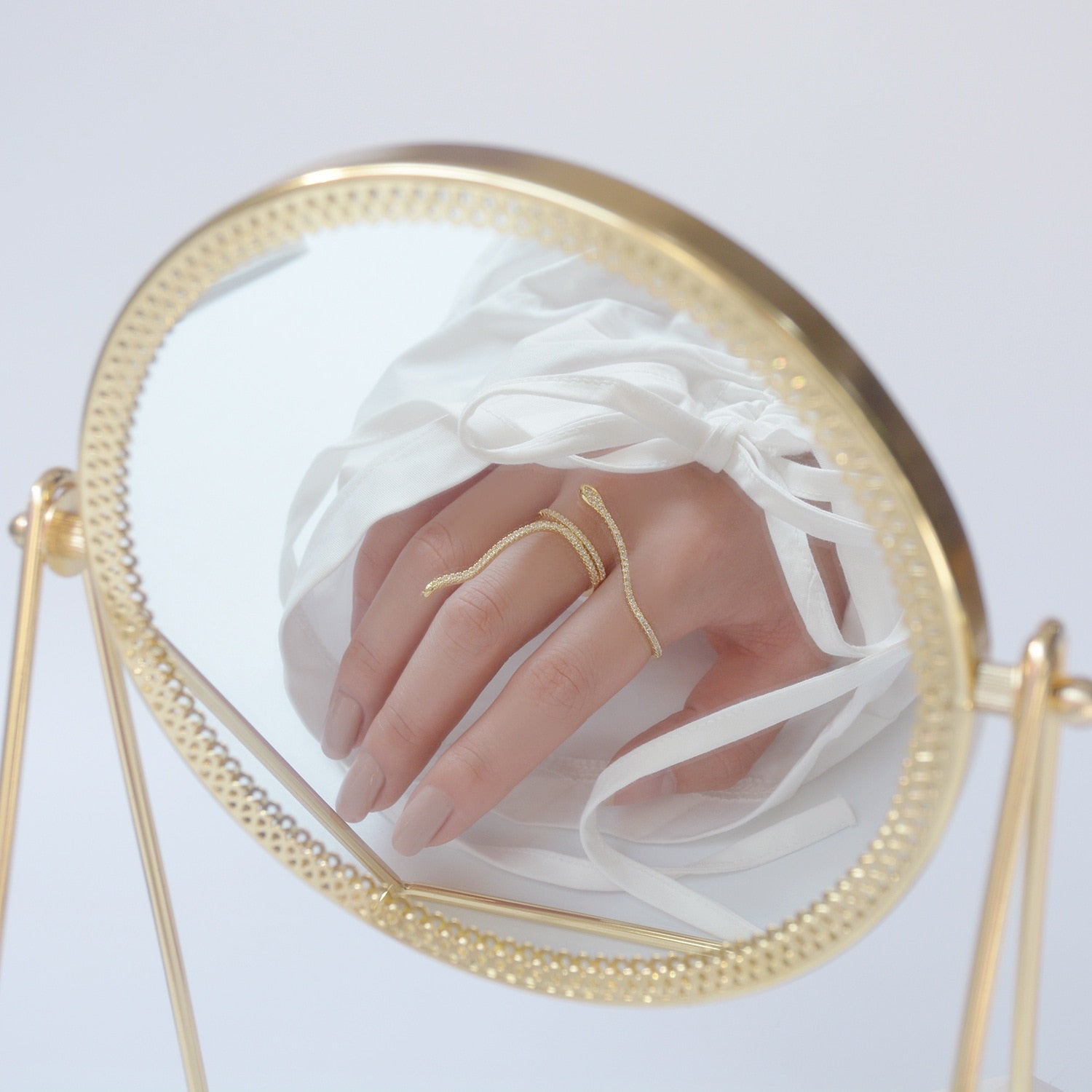 Double Finger Snake 14K Gold Ring | Women Ring | adjustable ring