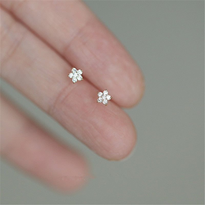Crystal Five-pointed Star Earrings - Silver 925 | Women Earrings