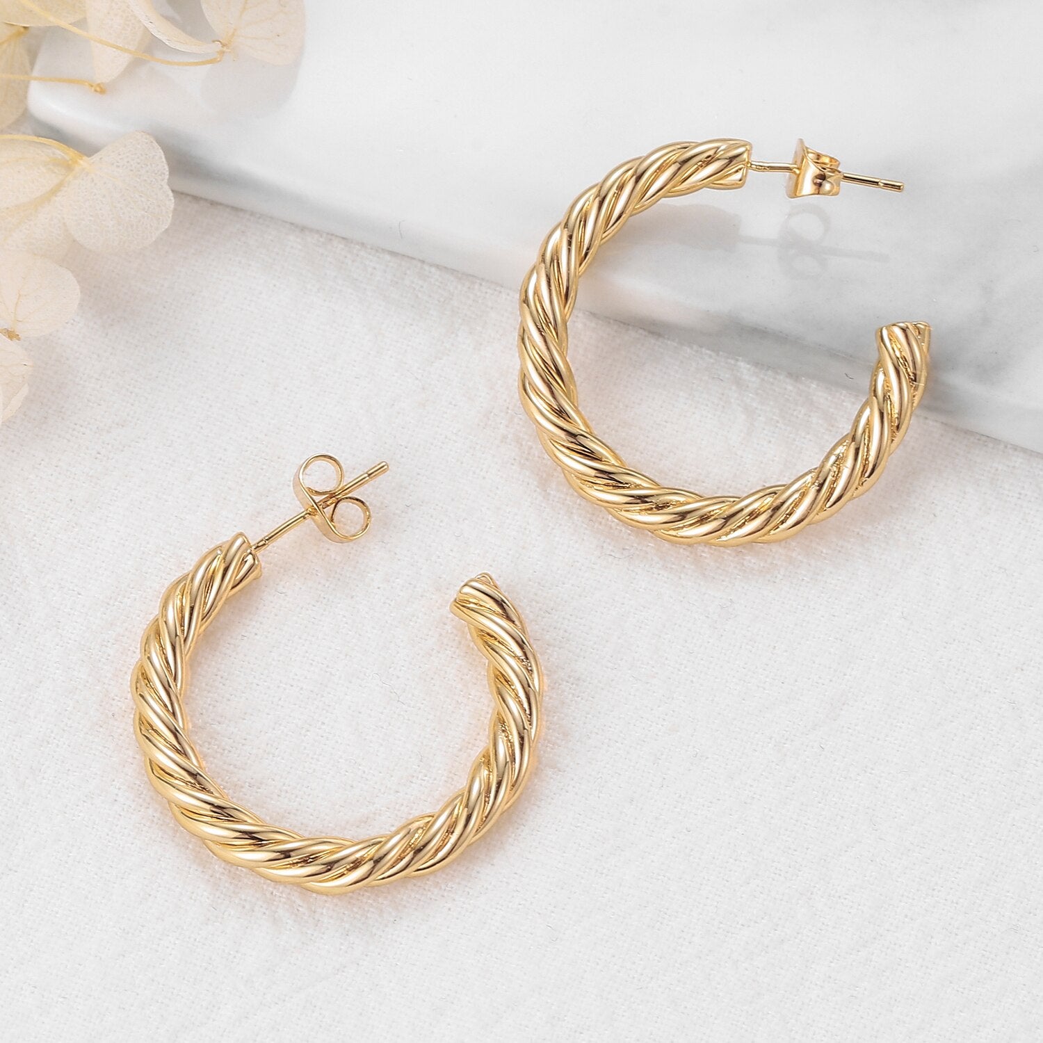 Textured Hoop Earrings Scallop Gold | Women Earrings | Women Jewelry