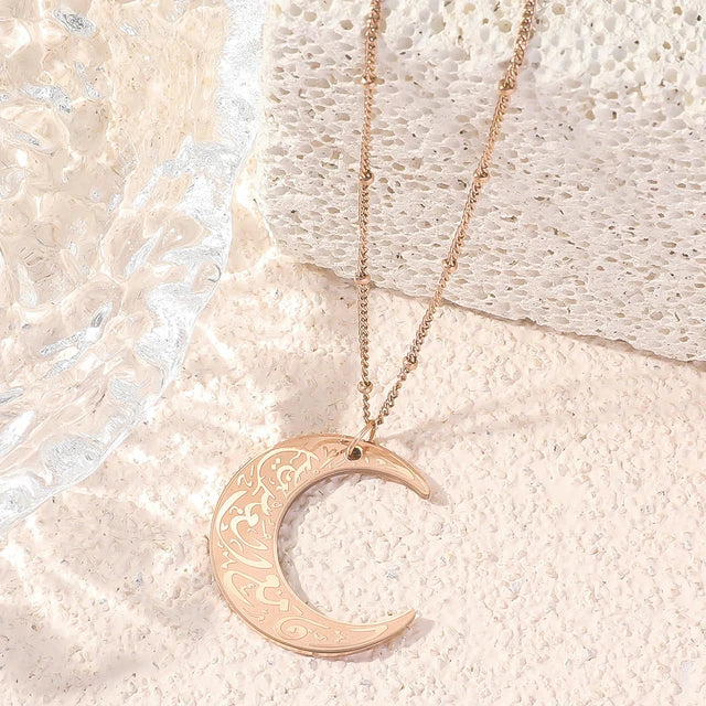 Arabic Religious Moon Pendant Necklace