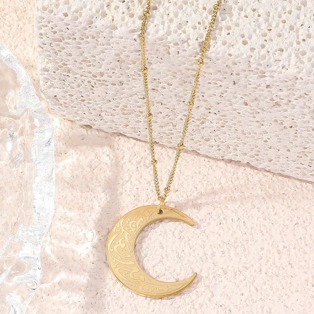 Arabic Religious Moon Pendant Necklace