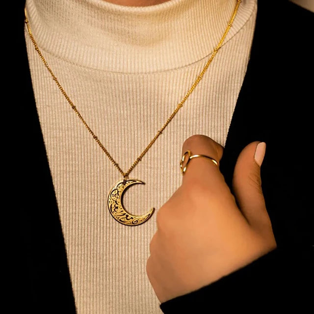 Arabic Religious Moon Pendant Necklace