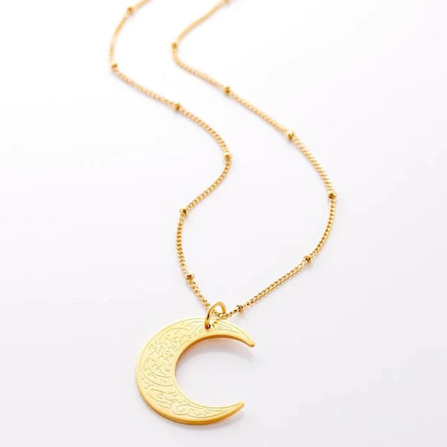 Arabic Religious Moon Pendant Necklace