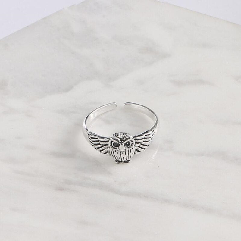 Retro-Eulen-Ring | 925er Sterling Silber