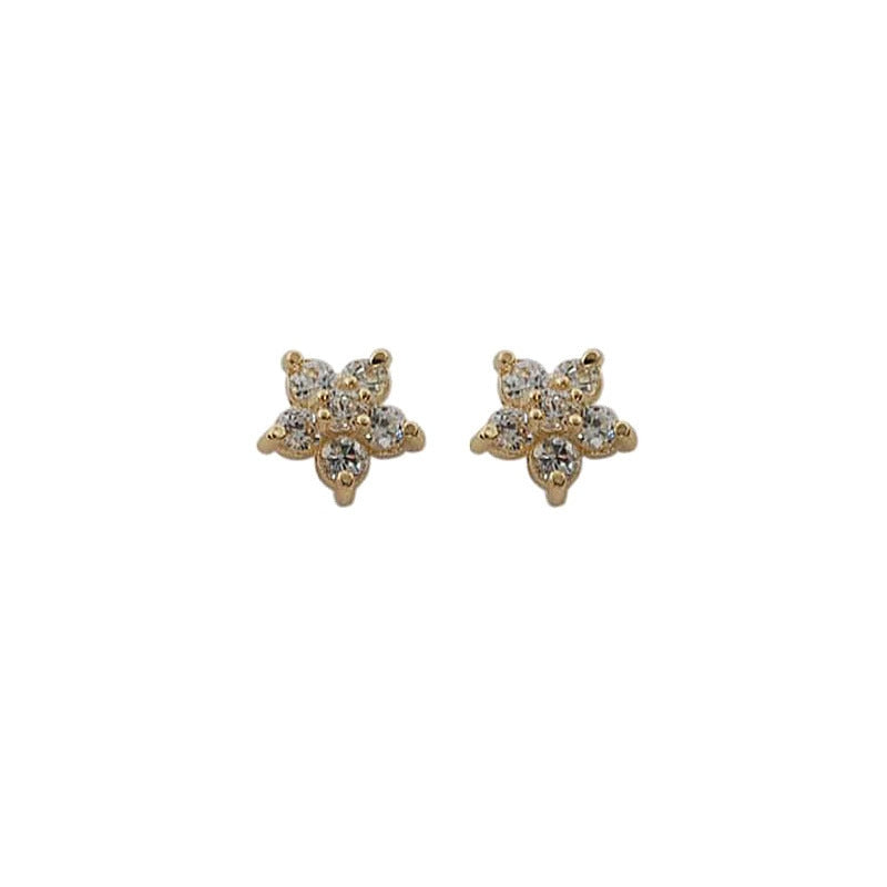 Crystal Five-pointed Star Earrings - Silver 925