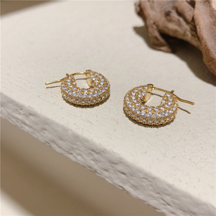 Zircon Small Hoop Geometric Earrings