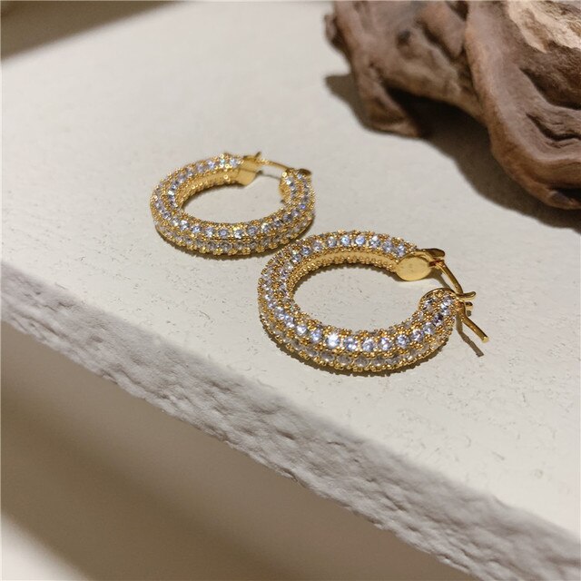 Zircon Small Hoop Geometric Earrings