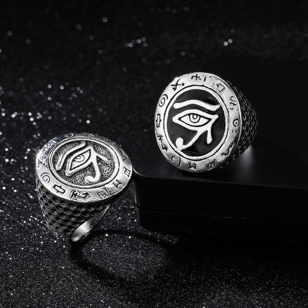 Plated Eye of Horus Ring | Zinc Alloy