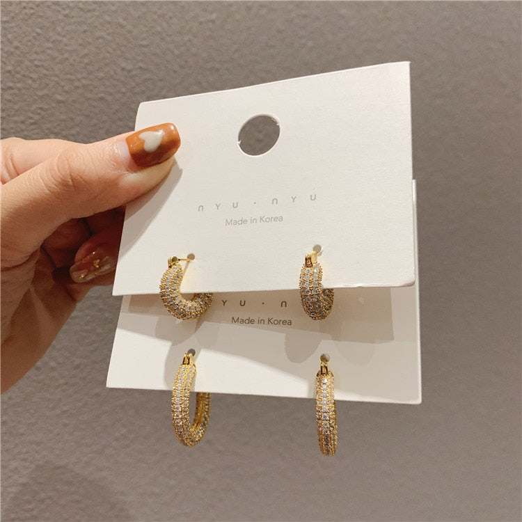 Zircon Small Hoop Geometric Earrings