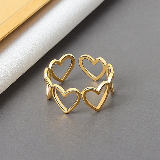 925 Sterling Silver Heart hollowout Ring