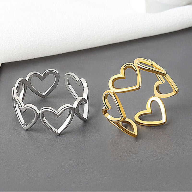 925 Sterling Silver Heart hollowout Ring